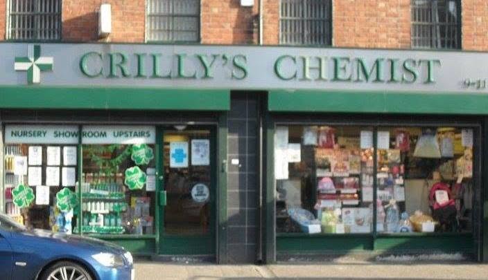 Crilly's Chemist storefront on Springfield Road, Belfast